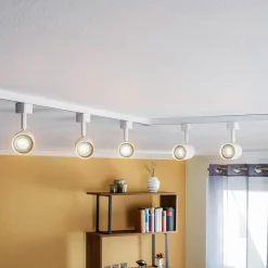 Prios 1-fase railsysteem Jorell, wit, 5-lamps, GU10