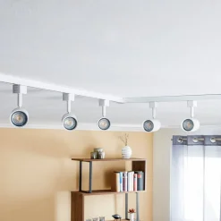 Prios 1-fase railsysteem Jorell, wit, 5-lamps, GU10