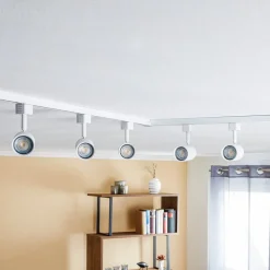 Prios 1-fase railsysteem Jorell, wit, 5-lamps, GU10