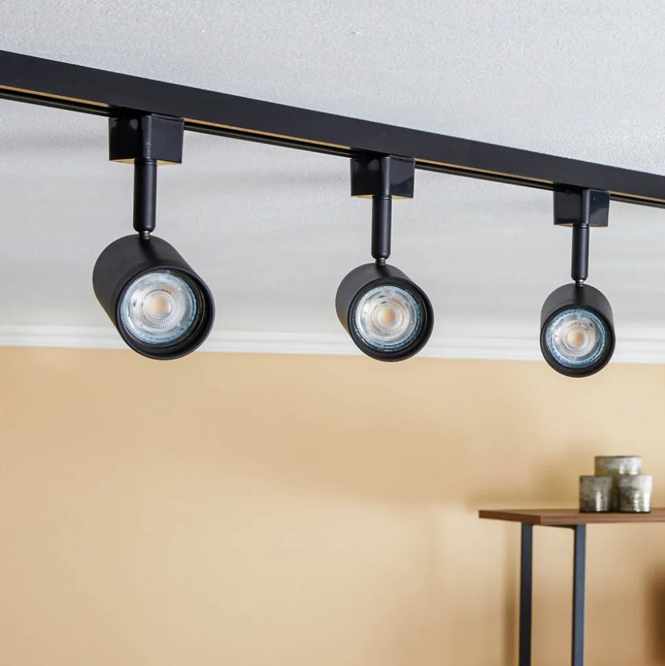 Prios 1-fase railsysteem Jorell, zwart, 3-fasen, GU10