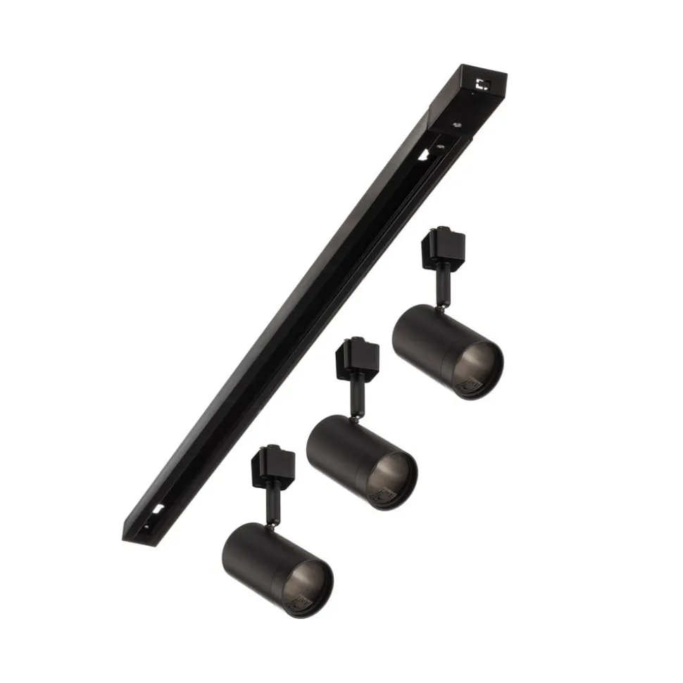 Prios 1-fase railsysteem Jorell, zwart, 3-fasen, GU10
