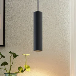 Prios hanglamp Neliyah, Ø 6 cm, zwart, metaal, GU10