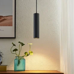 Prios hanglamp Neliyah, Ø 6 cm, zwart, metaal, GU10