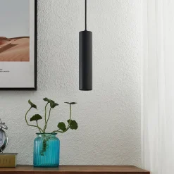 Prios hanglamp Neliyah, Ø 6 cm, zwart, metaal, GU10