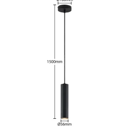 Prios hanglamp Neliyah, Ø 6 cm, zwart, metaal, GU10