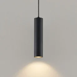 Prios hanglamp Neliyah, Ø 6 cm, zwart, metaal, GU10