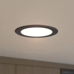 Prios inbouwspot Rida, zwart, 14,5 cm, 12 W, CCT