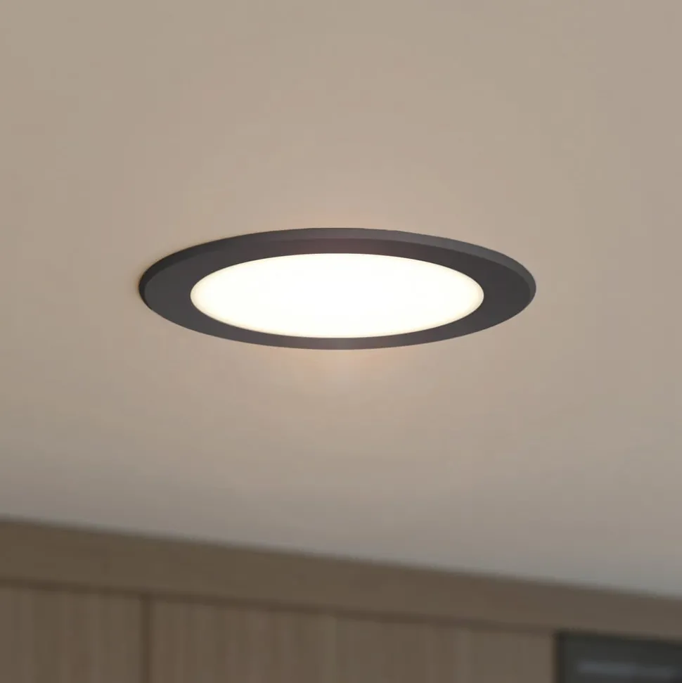 Prios inbouwspot Rida, zwart, 14,5 cm, 12 W, CCT