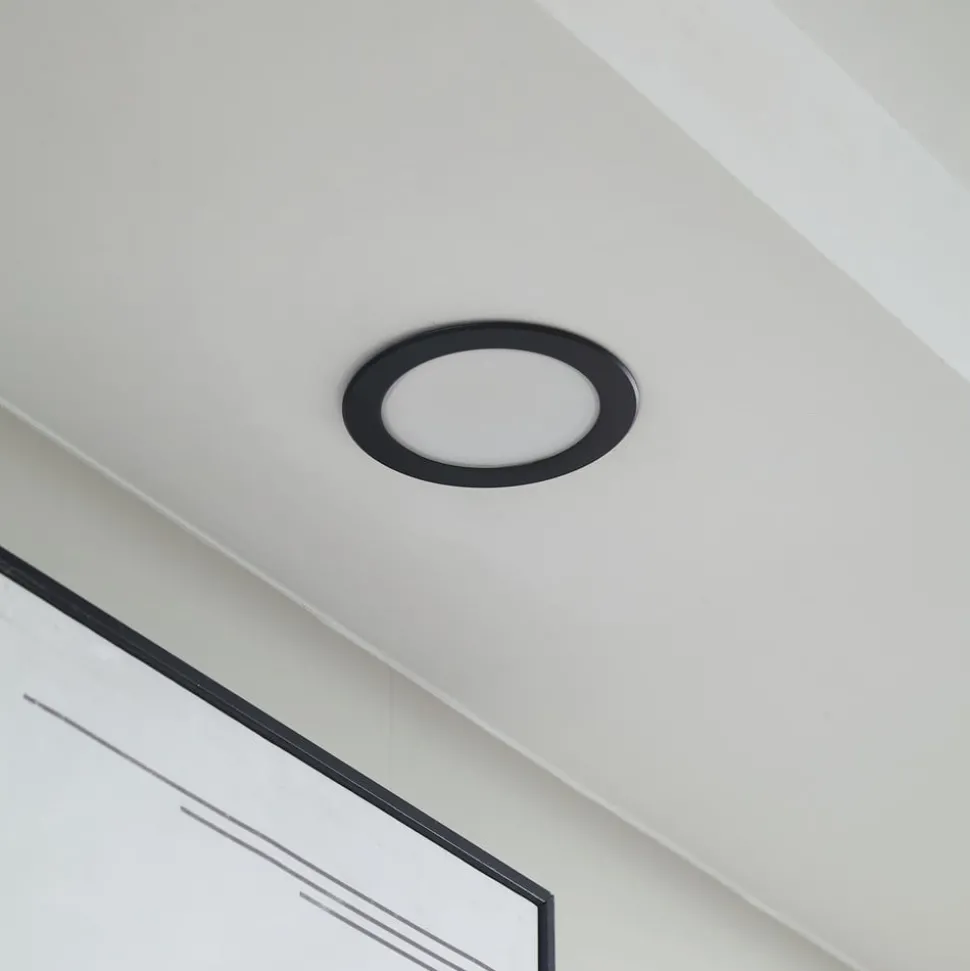 Prios inbouwspot Rida, zwart, 14,5 cm, 12 W, CCT