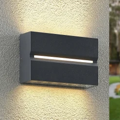 Prios Itarion LED buitenwandlamp, heldere kap