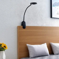 Prios klemlamp Harumi, zwart, oplaadbare batterij, USB, 51 cm