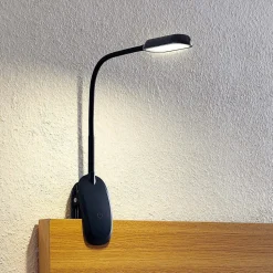 Prios klemlamp Najari, zwart, oplaadbare batterij, USB, 51 cm