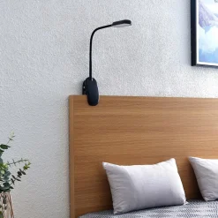 Prios klemlamp Najari, zwart, oplaadbare batterij, USB, 51 cm