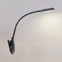 Prios klemlamp Najari, zwart, oplaadbare batterij, USB, 51 cm