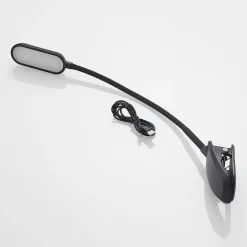 Prios klemlamp Najari, zwart, oplaadbare batterij, USB, 51 cm
