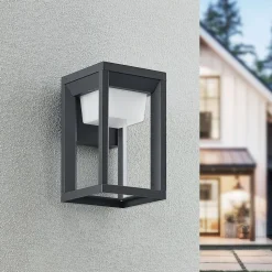 Prios LED buiten wandlamp Gamion, antraciet, metaal, IP54