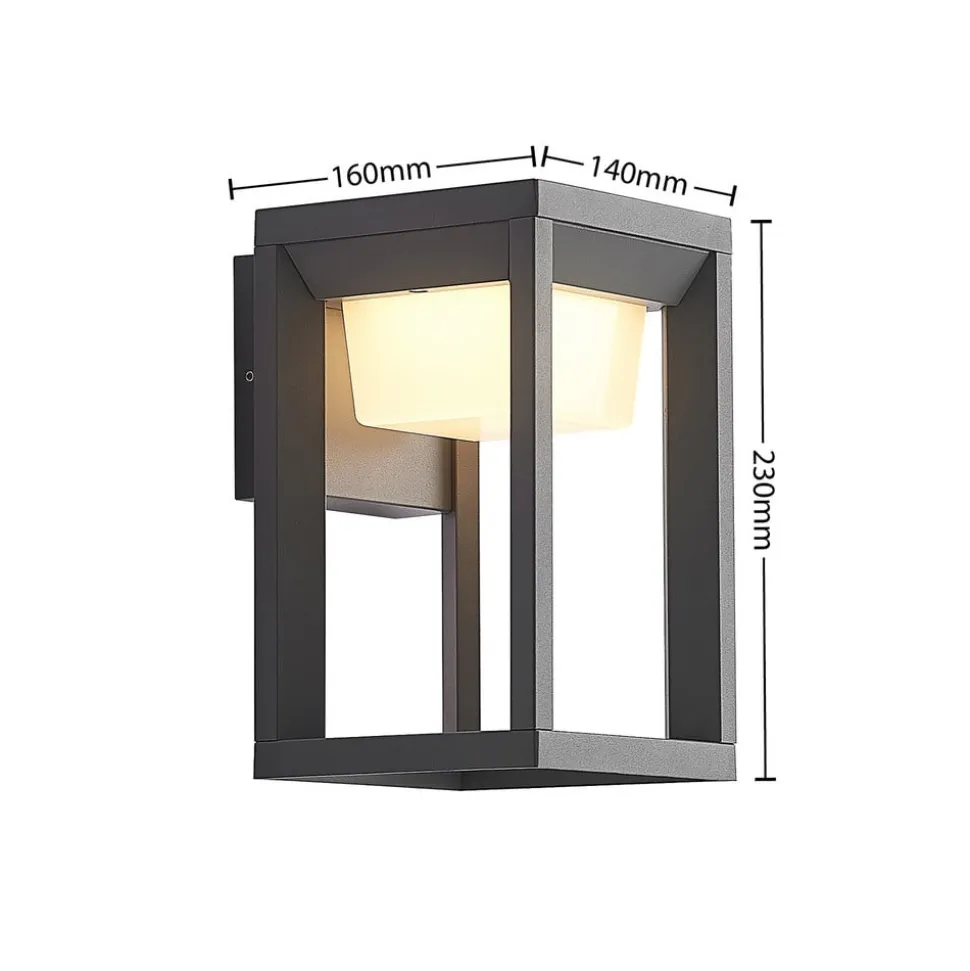 Prios LED buiten wandlamp Gamion, antraciet, metaal, IP54