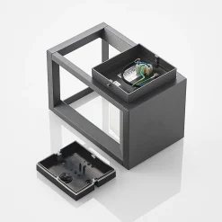 Prios LED buiten wandlamp Gamion, antraciet, metaal, IP54