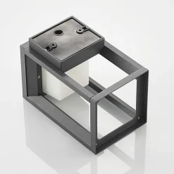 Prios LED buiten wandlamp Gamion, antraciet, metaal, IP54