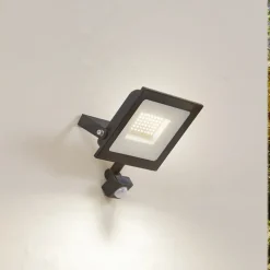 Prios LED buitenspot Maikel, 50W, 4000lm, metaal, sensor