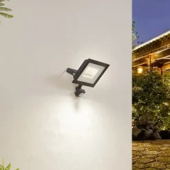 Prios LED buitenspot Maikel, 50W, 4000lm, metaal, sensor