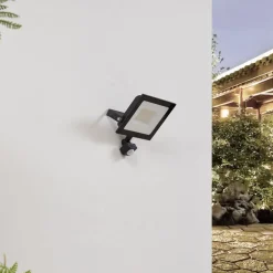 Prios LED buitenspot Maikel, 50W, 4000lm, metaal, sensor