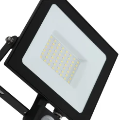 Prios LED buitenspot Maikel, 50W, 4000lm, metaal, sensor