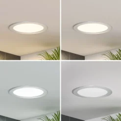 Prios LED inbouwlamp Cadance, zilver, 22 cm, CCT, IP44