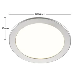 Prios LED inbouwlamp Cadance, zilver, 22 cm, CCT, IP44