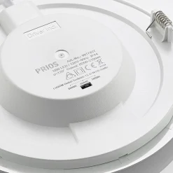 Prios LED inbouwlamp Cadance, zilver, 22 cm, CCT, IP44