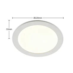 Prios LED inbouwlamp Cadance, wit, 22 cm, CCT, IP44