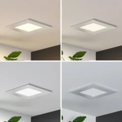 Prios LED inbouwlamp Helina, zilver, 11,5 cm, dimbaar