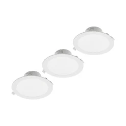 Prios LED inbouwlamp Rida, 3 stuks, wit, 23 cm, 25W, CCT, IP44