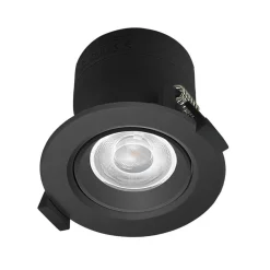 Prios LED inbouwlamp Shima, zwart, 7 W, 3000K, dimbaar
