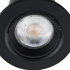 Prios LED inbouwlamp Shima, zwart, 7 W, 3000K, dimbaar