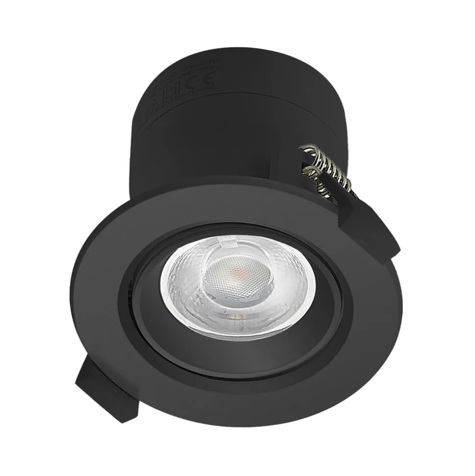 Prios LED inbouwlamp Shima, zwart, 9 W, 3000K, dimbaar