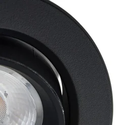 Prios LED inbouwlamp Shima, zwart, 9 W, 3000K, dimbaar
