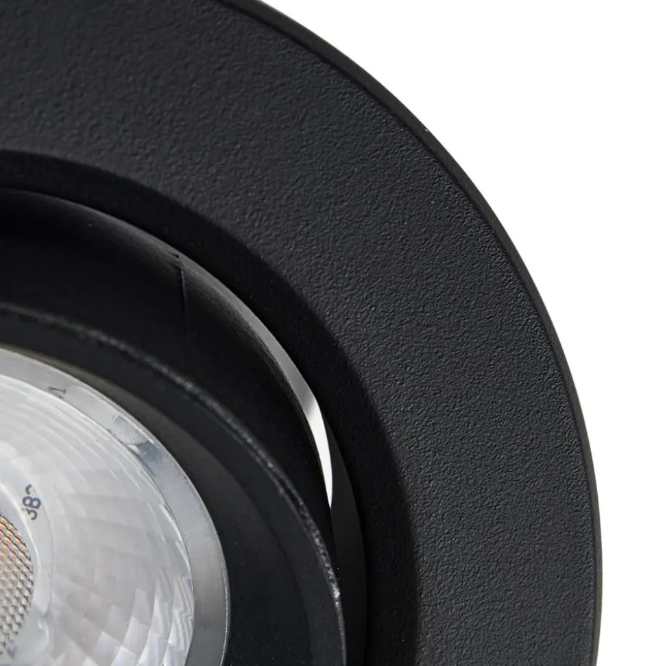 Prios LED inbouwlamp Shima, zwart, 9 W, 3000K, dimbaar