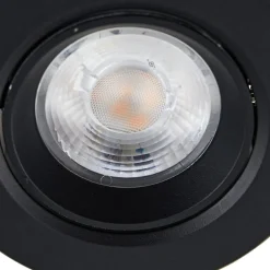 Prios LED inbouwlamp Shima, zwart, 9 W, 3000K, dimbaar