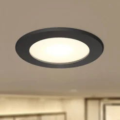 Prios LED inbouwspot Rida, zwart, Ø 10 cm, CCT, IP44