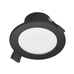 Prios LED inbouwspot Rida, zwart, Ø 10 cm, CCT, IP44
