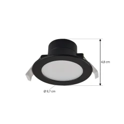 Prios LED inbouwspot Rida, zwart, Ø 10 cm, CCT, IP44