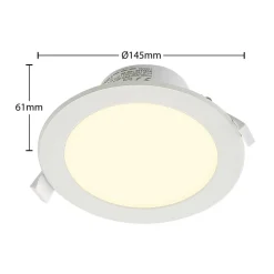 Prios LED inbouwspot Rida, wit. Ø 15 cm, CCT, IP44