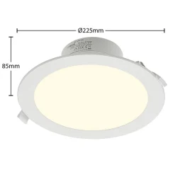 Prios LED inbouwspot Rida, wit. Ø 23 cm, 25W, CCT, IP44