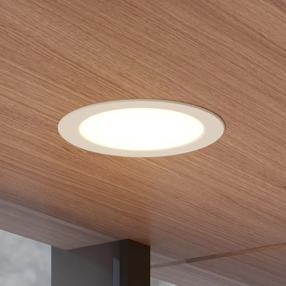 Prios LED inbouwspot Rida, wit. Ø 23 cm, 30W, CCT, IP44