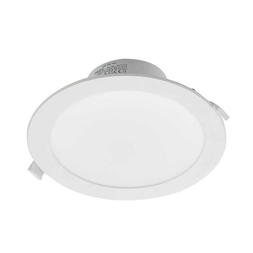 Prios LED inbouwspot Rida, wit. Ø 23 cm, 30W, CCT, IP44