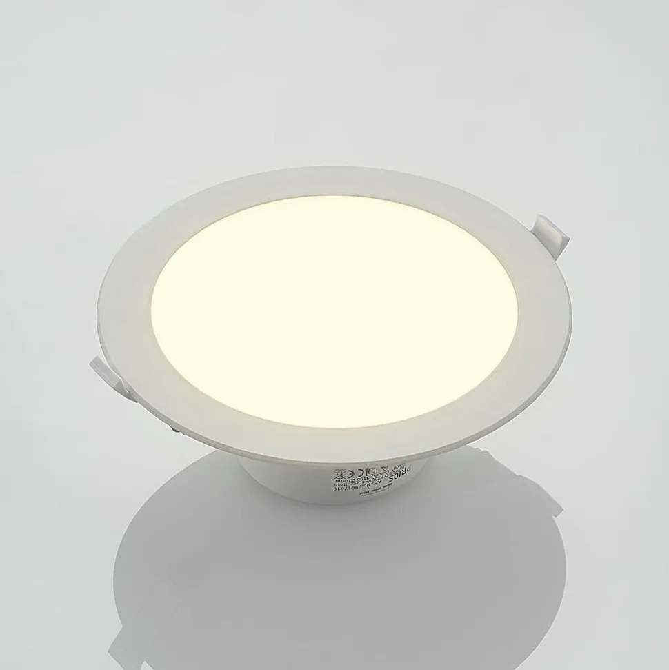 Prios LED inbouwspot Rida, wit. Ø 23 cm, 30W, CCT, IP44