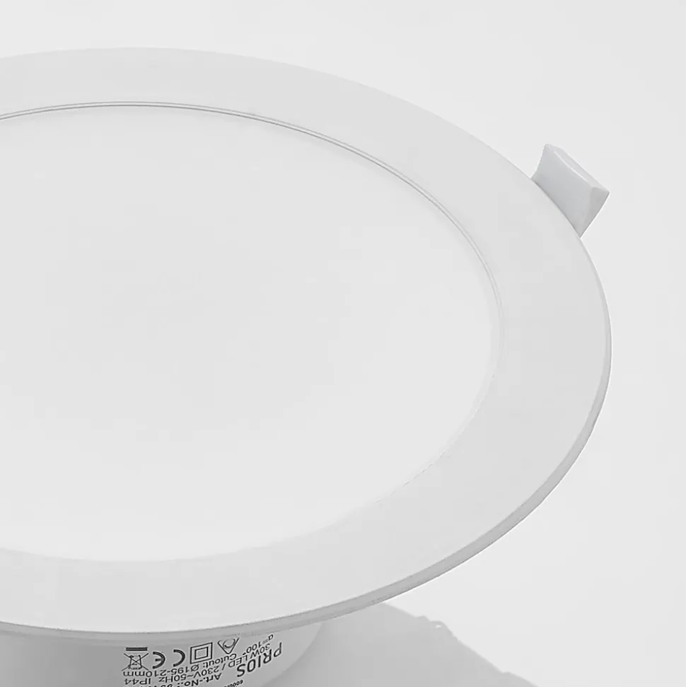 Prios LED inbouwspot Rida, wit. Ø 23 cm, 30W, CCT, IP44
