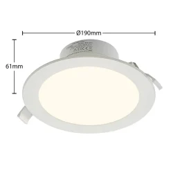 Prios LED inbouwspot Rida, wit. Ø 19 cm, CCT, IP44