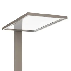 Prios LED kantoor vloerlamp Taronis, zilver, 195 cm, dimbaar